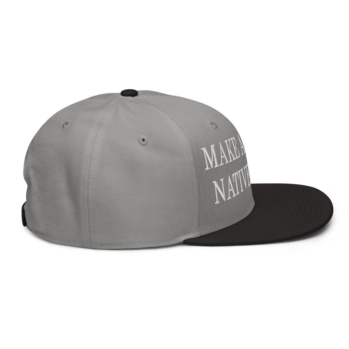 Make America Native Again Embroidered Flat Brim Bill Snapback Hat Black Gray Gray