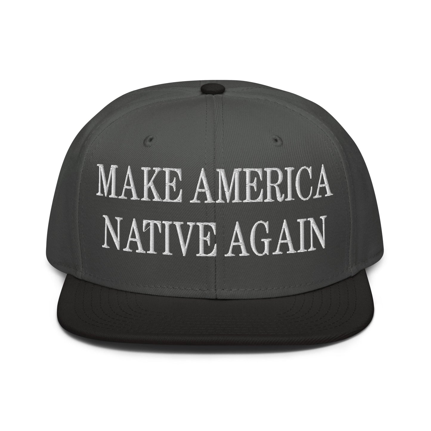 Make America Native Again Embroidered Flat Brim Bill Snapback Hat Black Charcoal gray Charcoal gray