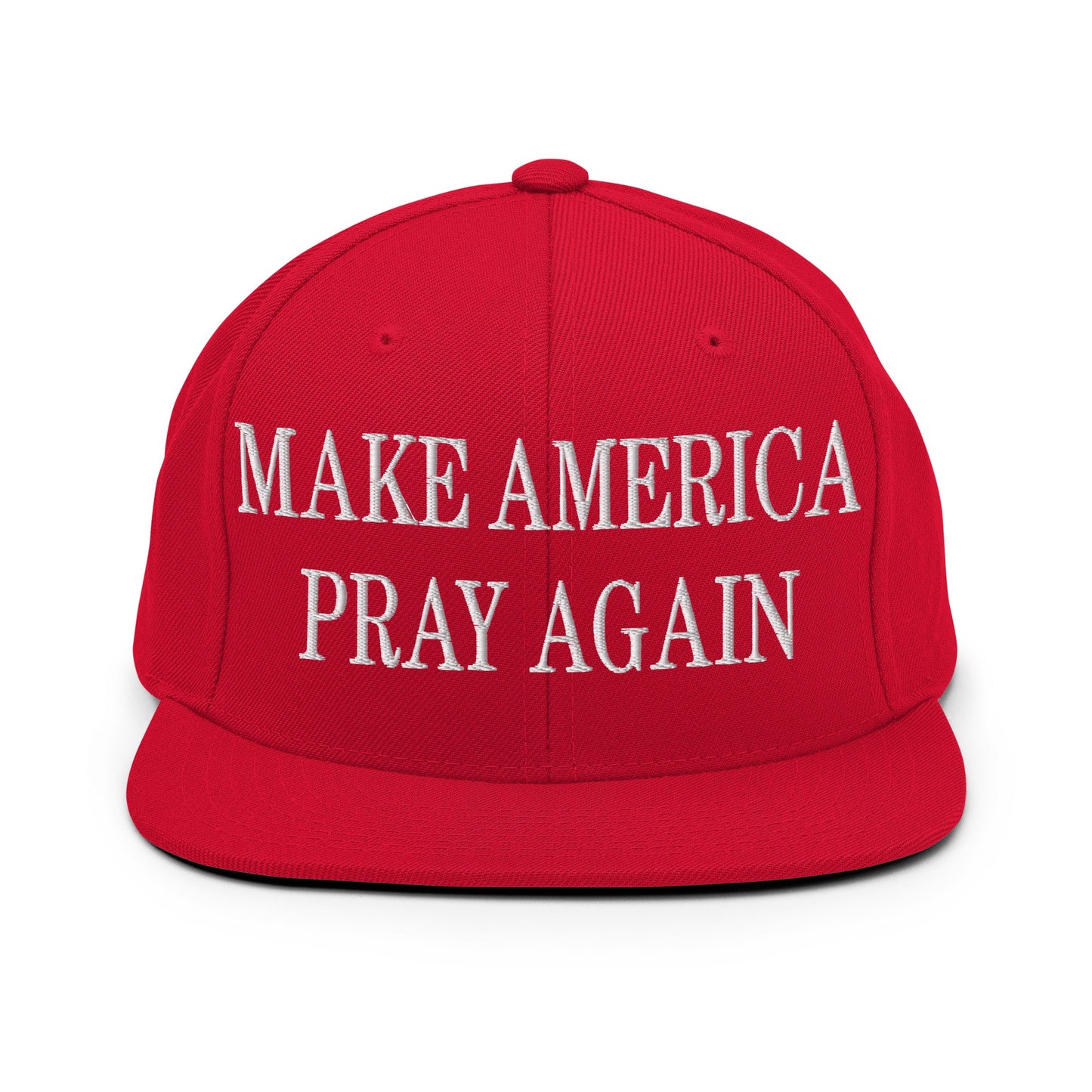 Make America Pray Again Embroidered Flat Bill Brim Snapback Hat Red