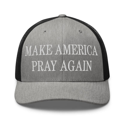 Make America Pray Again Embroidered Mesh Trucker Hat Heather Black