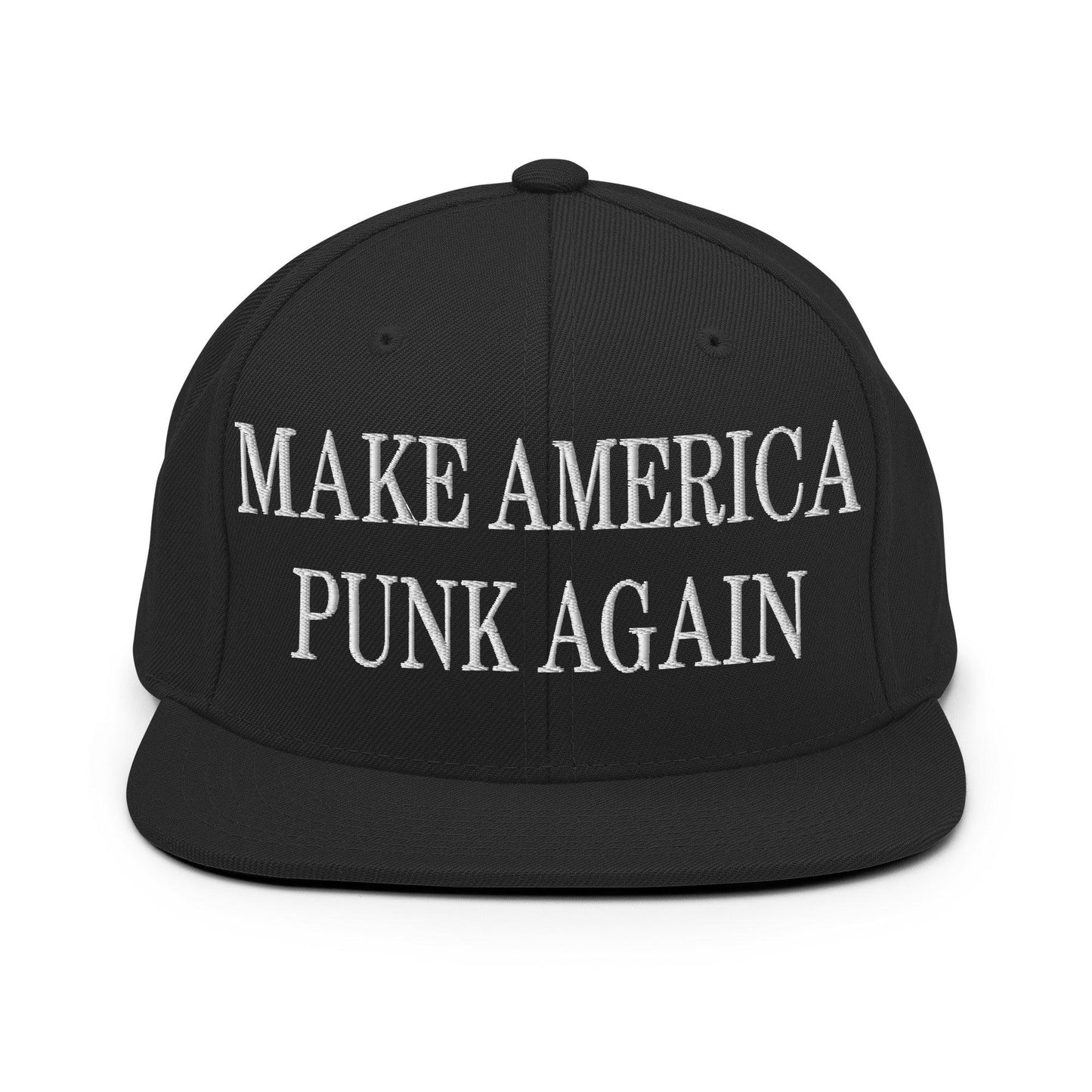 Make America Punk Again Embroidered Flat Bill Brim Snapback Hat Black