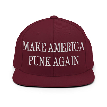 Make America Punk Again Embroidered Flat Bill Brim Snapback Hat Maroon