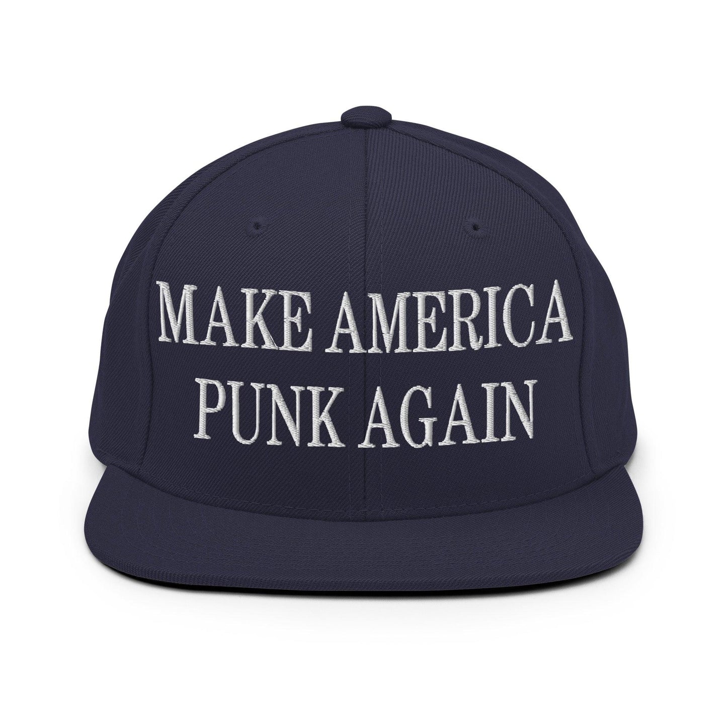 Make America Punk Again Embroidered Flat Bill Brim Snapback Hat Navy