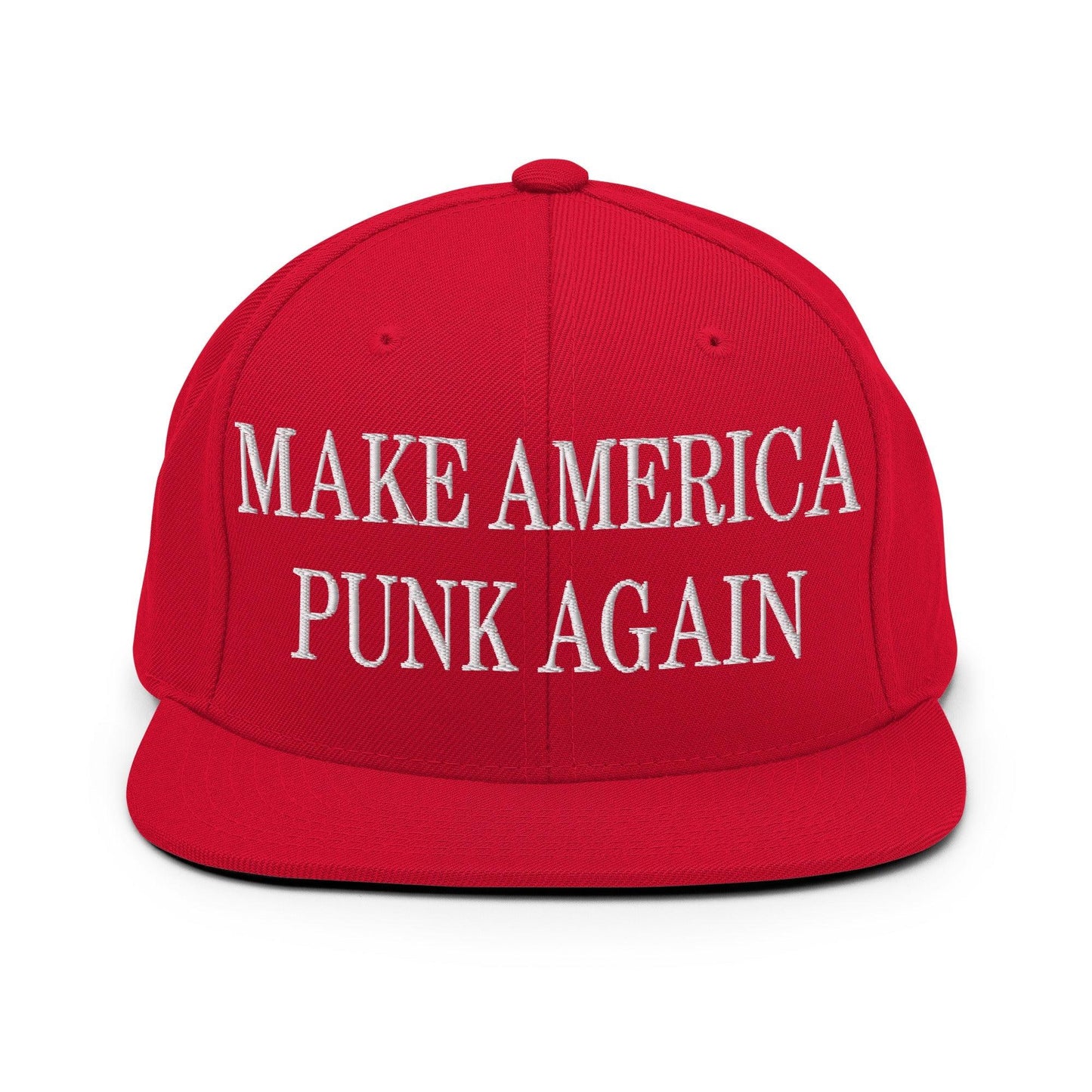 Make America Punk Again Embroidered Flat Bill Brim Snapback Hat Red