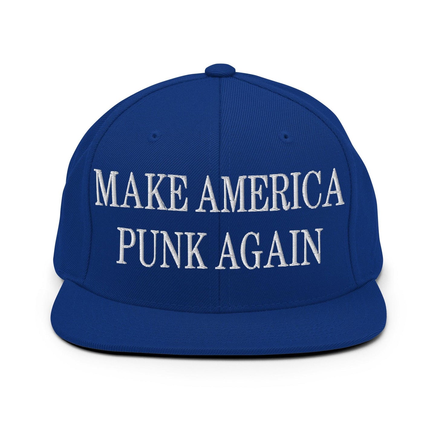 Make America Punk Again Embroidered Flat Bill Brim Snapback Hat Royal Blue