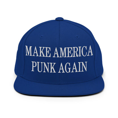 Make America Punk Again Embroidered Flat Bill Brim Snapback Hat Royal Blue