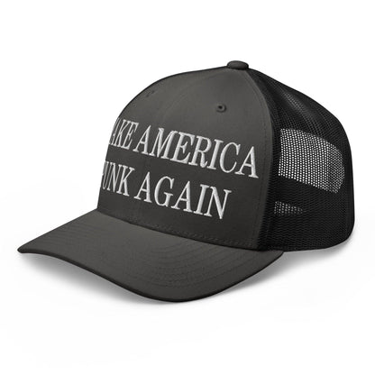 Make America Punk Again Embroidered Mesh Trucker Hat Charcoal Black