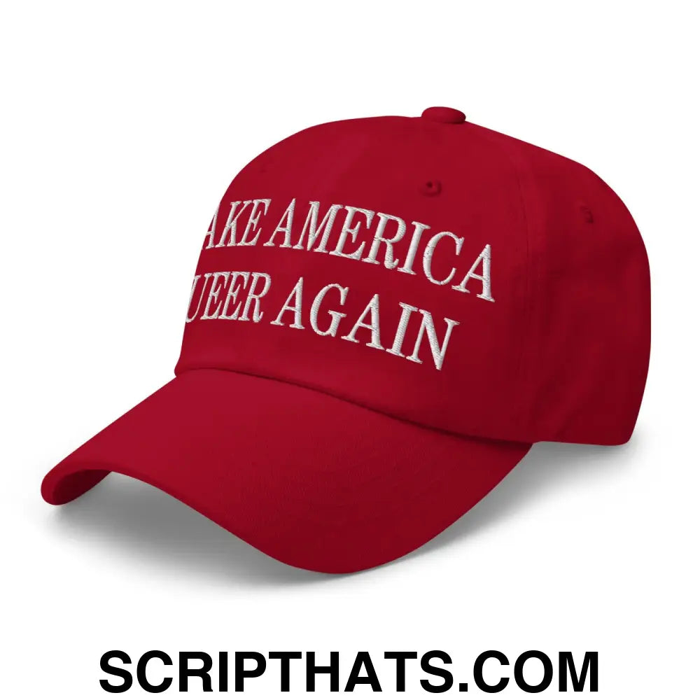 Make America Queer Again Embroidered Dad Hat Cranberry