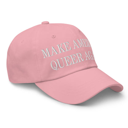 Make America Queer Again Embroidered Dad Hat Pink