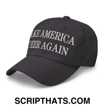 Make America Queer Again Embroidered Dad Hat Dark Grey