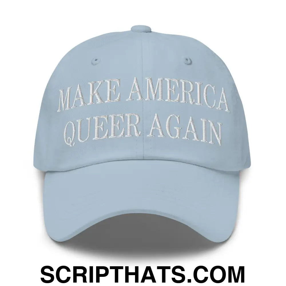 Make America Queer Again Embroidered Dad Hat Light Blue