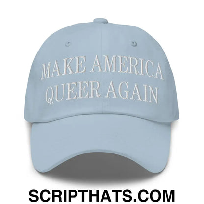 Make America Queer Again Embroidered Dad Hat Light Blue