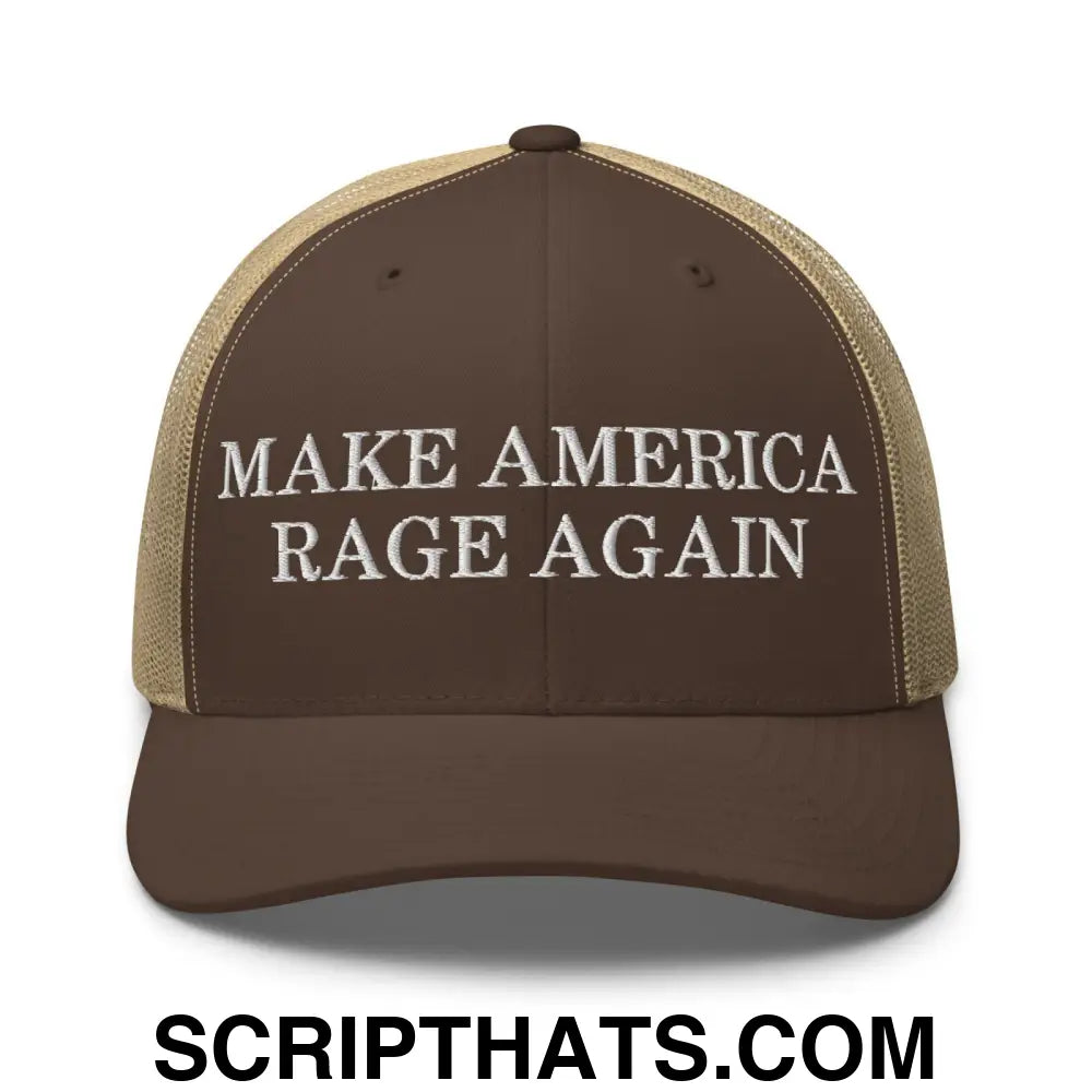 Make America Rage Again Retro Trucker Hat Brown Khaki