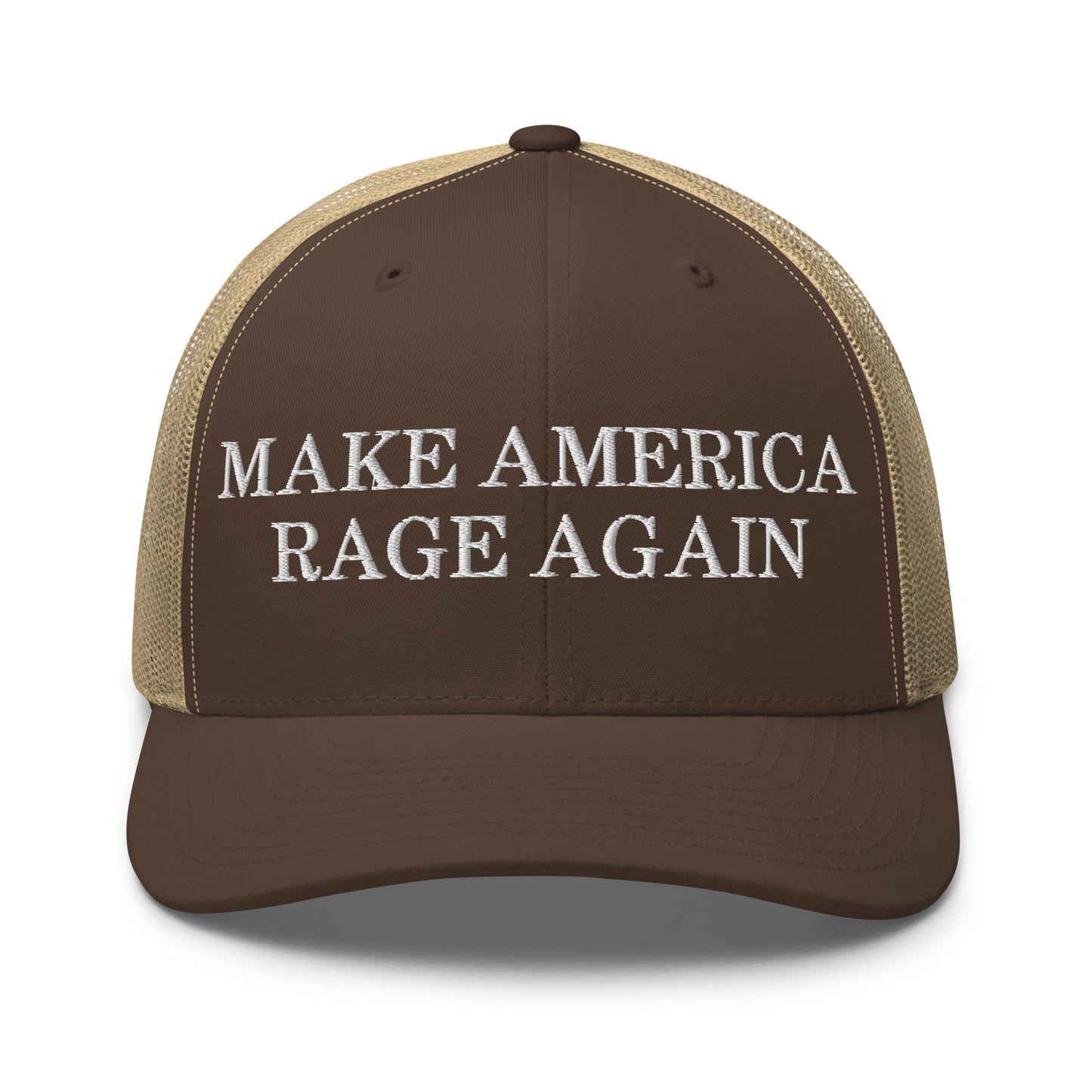 Make America Rage Again Retro Trucker Hat Brown Khaki