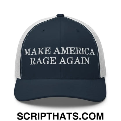 Make America Rage Again Retro Trucker Hat Navy White