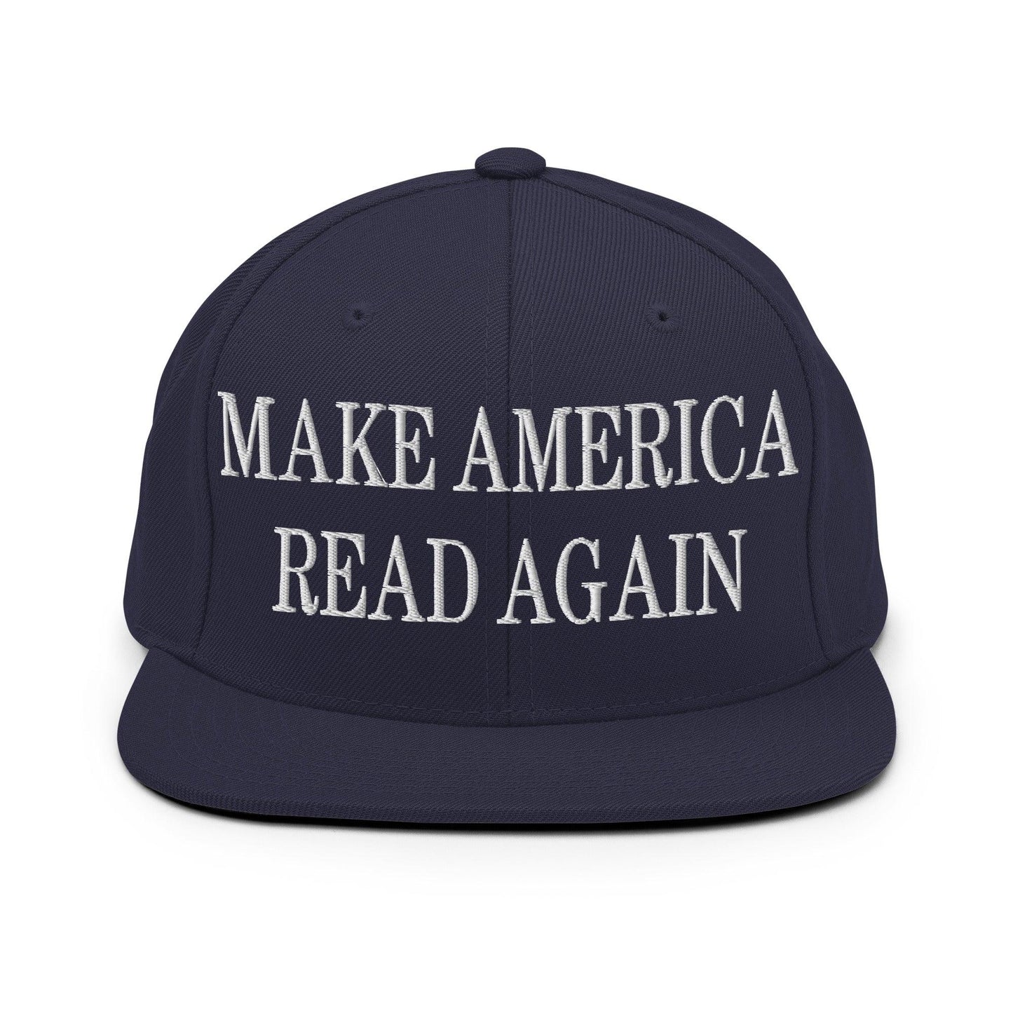 Make America Read Again Embroidered Flat Bill Brim Snapback Hat Navy