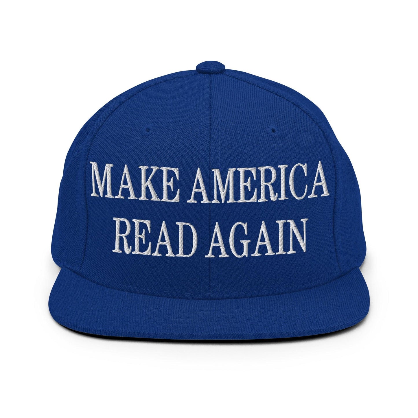 Make America Read Again Embroidered Flat Bill Brim Snapback Hat Royal Blue