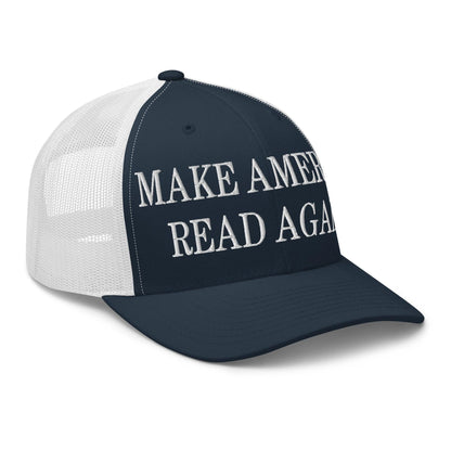 Make America Read Again Embroidered Mesh Trucker Hat Navy White