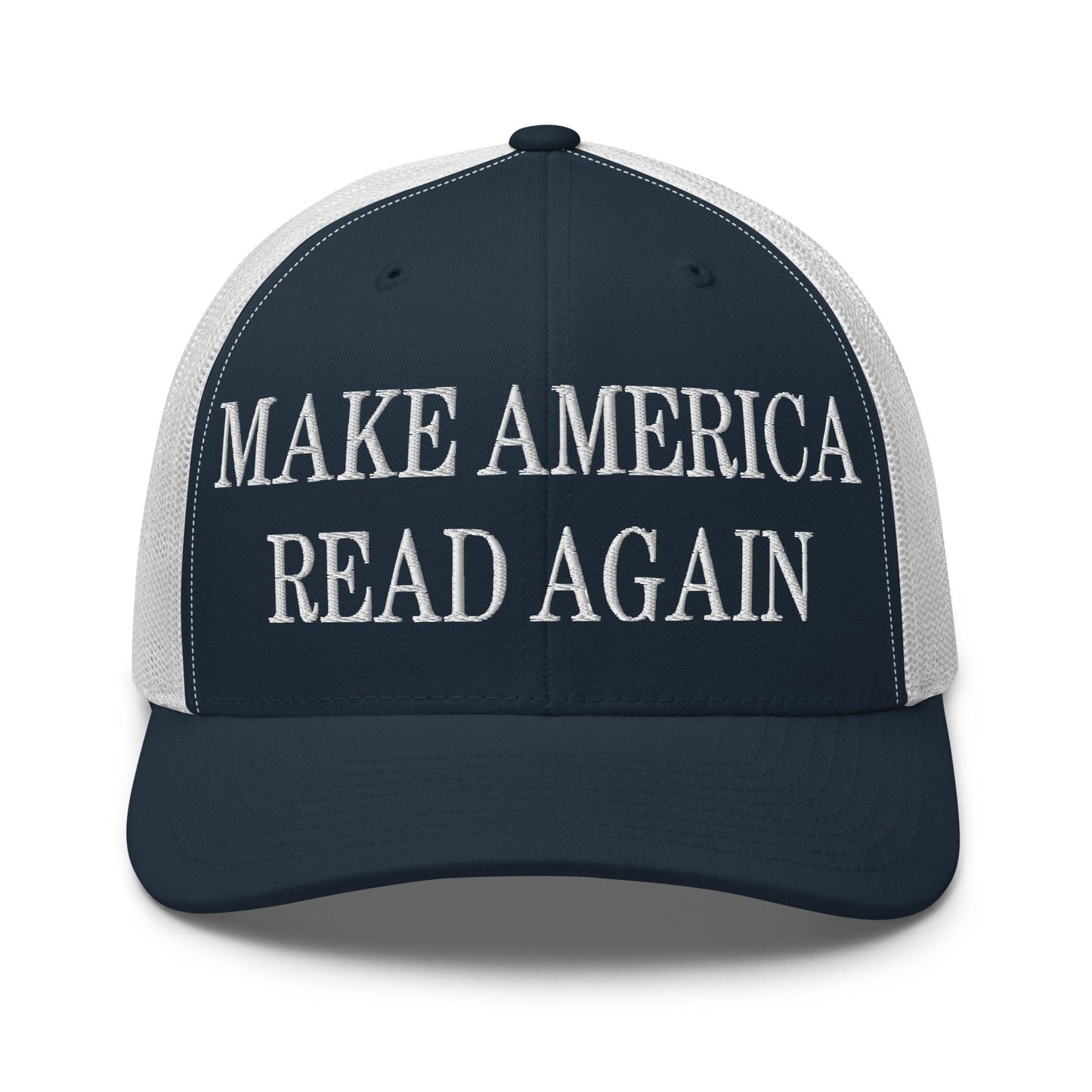 Make America Read Again Embroidered Mesh Trucker Hat Navy White