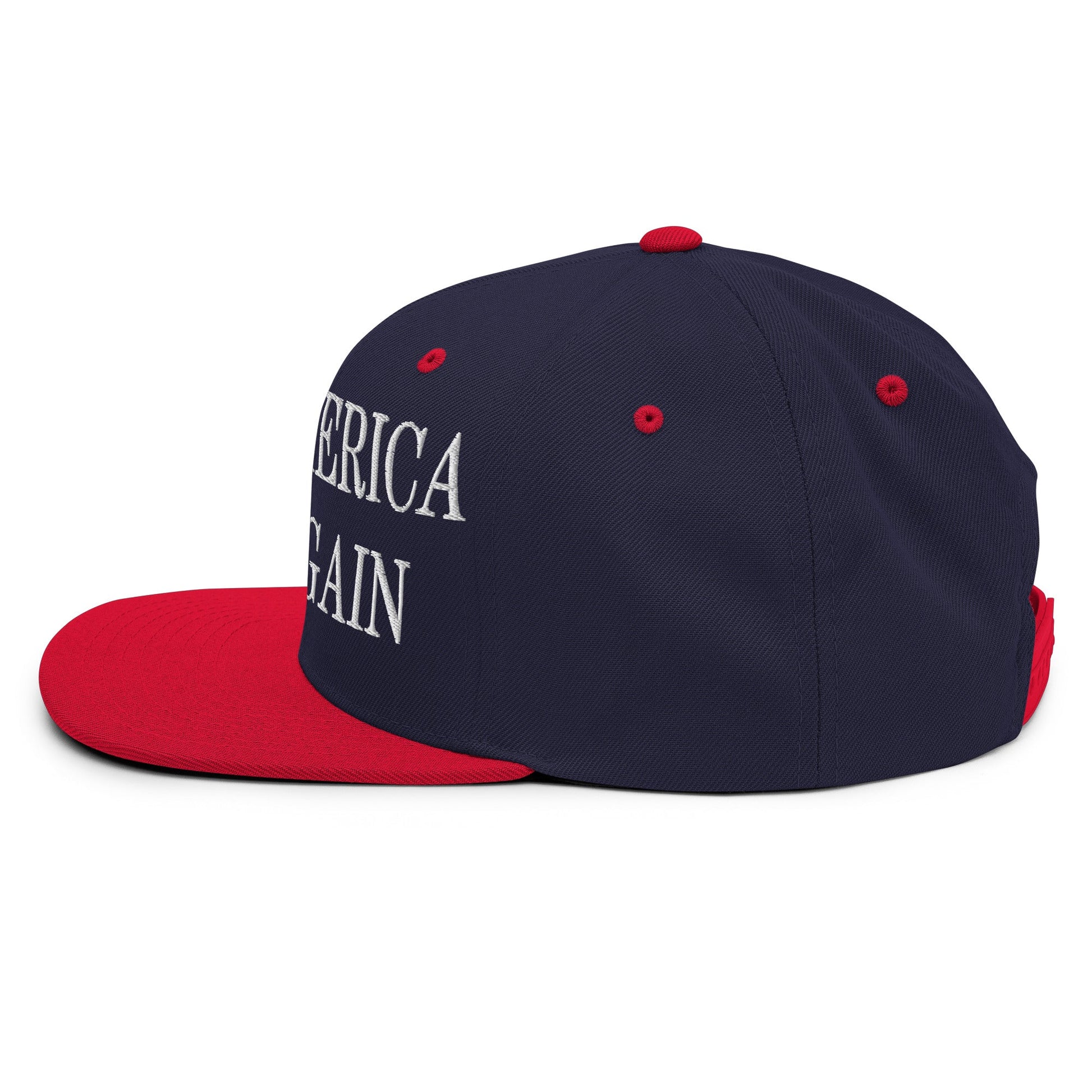 Make America Rock Again Embroidered Flat Bill Brim Snapback Hat Navy Red