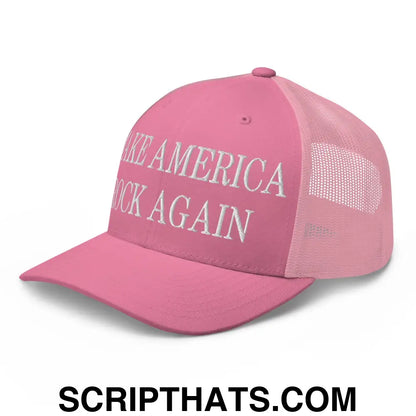 Make America Rock Again Embroidered Mesh Trucker Hat Pink