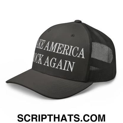 Make America Rock Again Embroidered Mesh Trucker Hat Charcoal