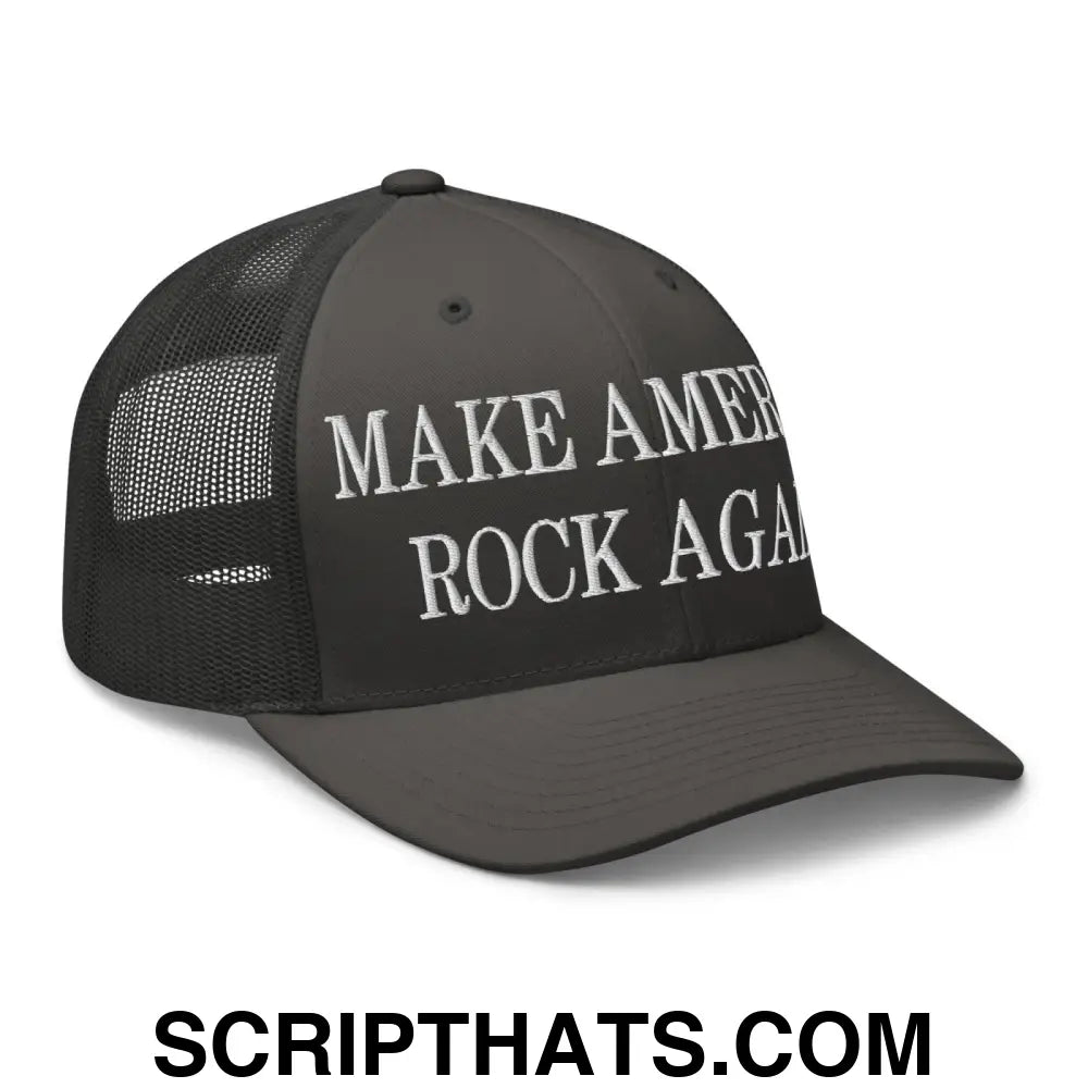 Make America Rock Again Embroidered Mesh Trucker Hat Charcoal