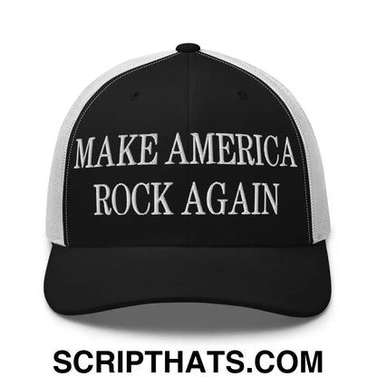 Make America Rock Again Embroidered Mesh Trucker Hat Black White