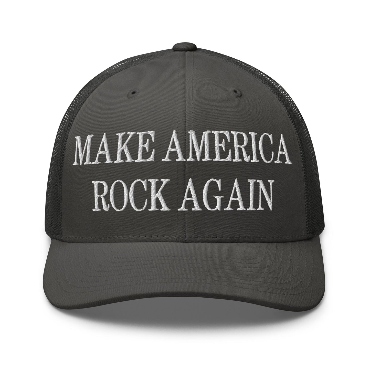 Make America Rock Again Embroidered Mesh Trucker Hat Charcoal