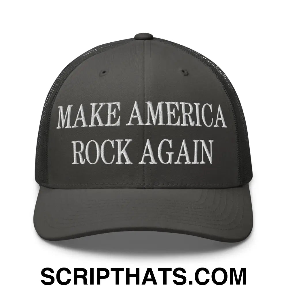 Make America Rock Again Embroidered Mesh Trucker Hat Charcoal