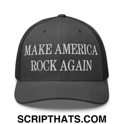 Make America Rock Again Embroidered Mesh Trucker Hat Dark Heather Gray