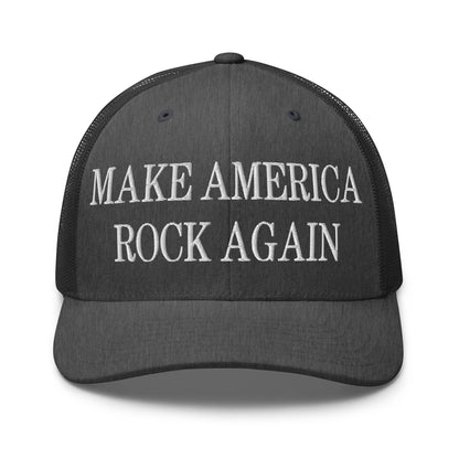 Make America Rock Again Embroidered Mesh Trucker Hat Dark Heather Gray