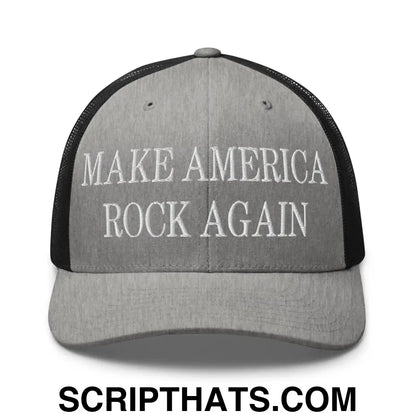 Make America Rock Again Embroidered Mesh Trucker Hat Heather Black