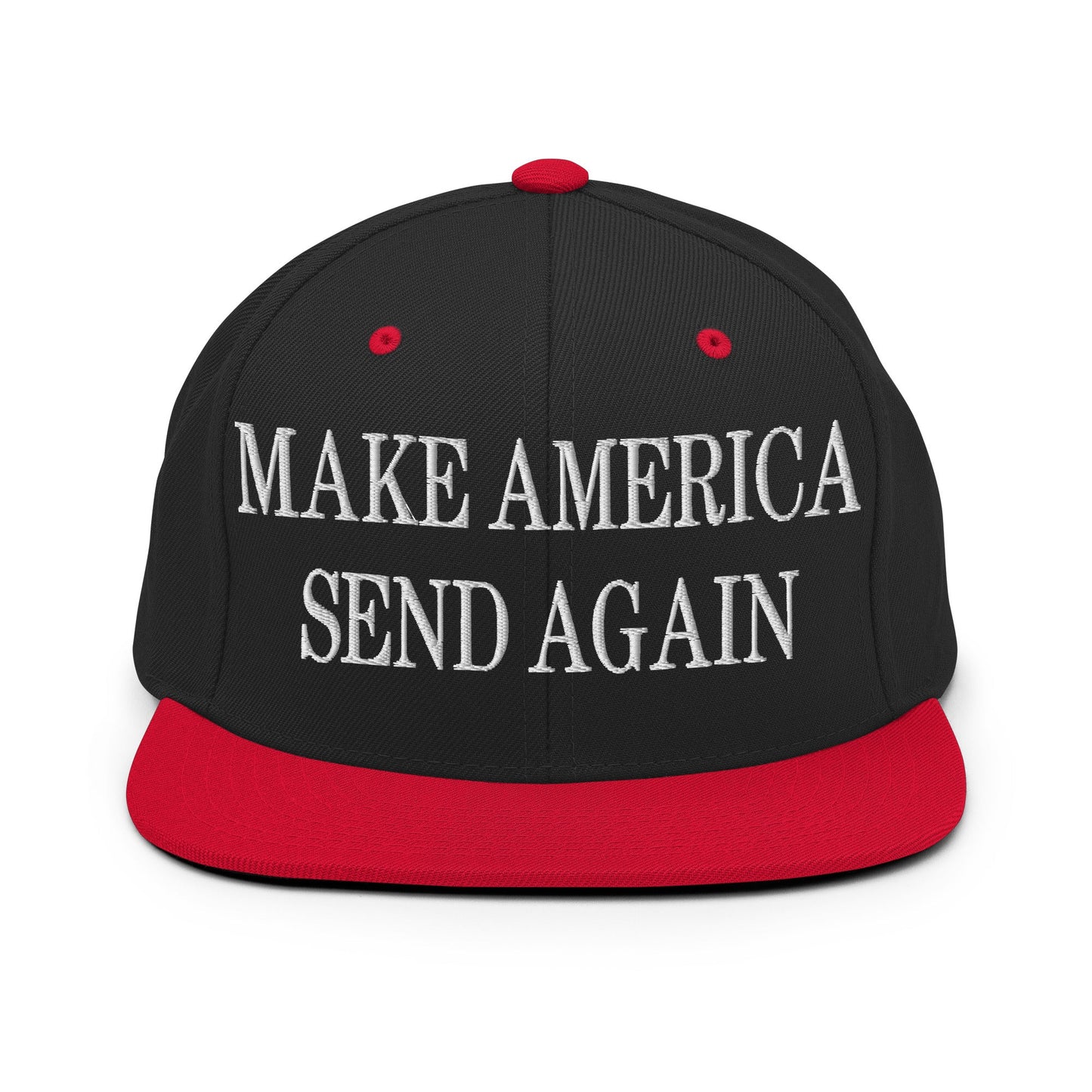 Make America Send Again Embroidered Flat Bill Brim Snapback Hat Black Red