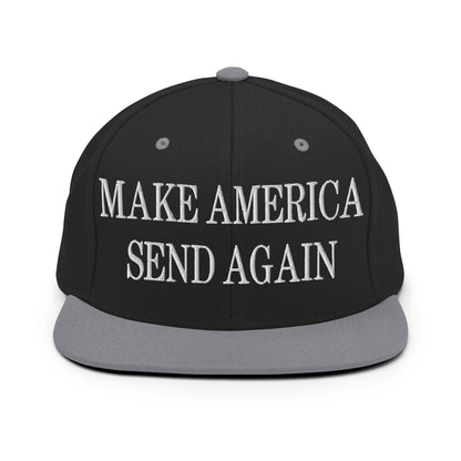 Make America Send Again Embroidered Flat Bill Brim Snapback Hat Black Silver