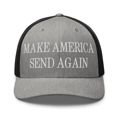 Make America Send Again Embroidered Mesh Trucker Hat Heather Black