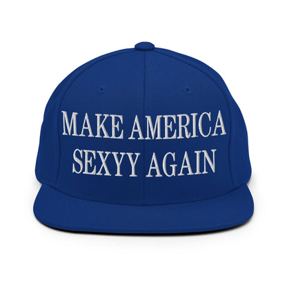 Make America Sexyy Again Embroidered Flat Bill Brim Snapback Hat Royal Blue