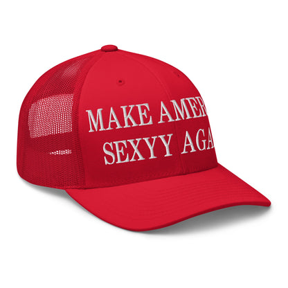 Make America Sexyy Again Embroidered Mesh Trucker Hat Red