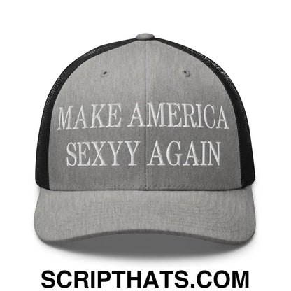 Make America Sexyy Again Embroidered Mesh Trucker Hat Heather Black