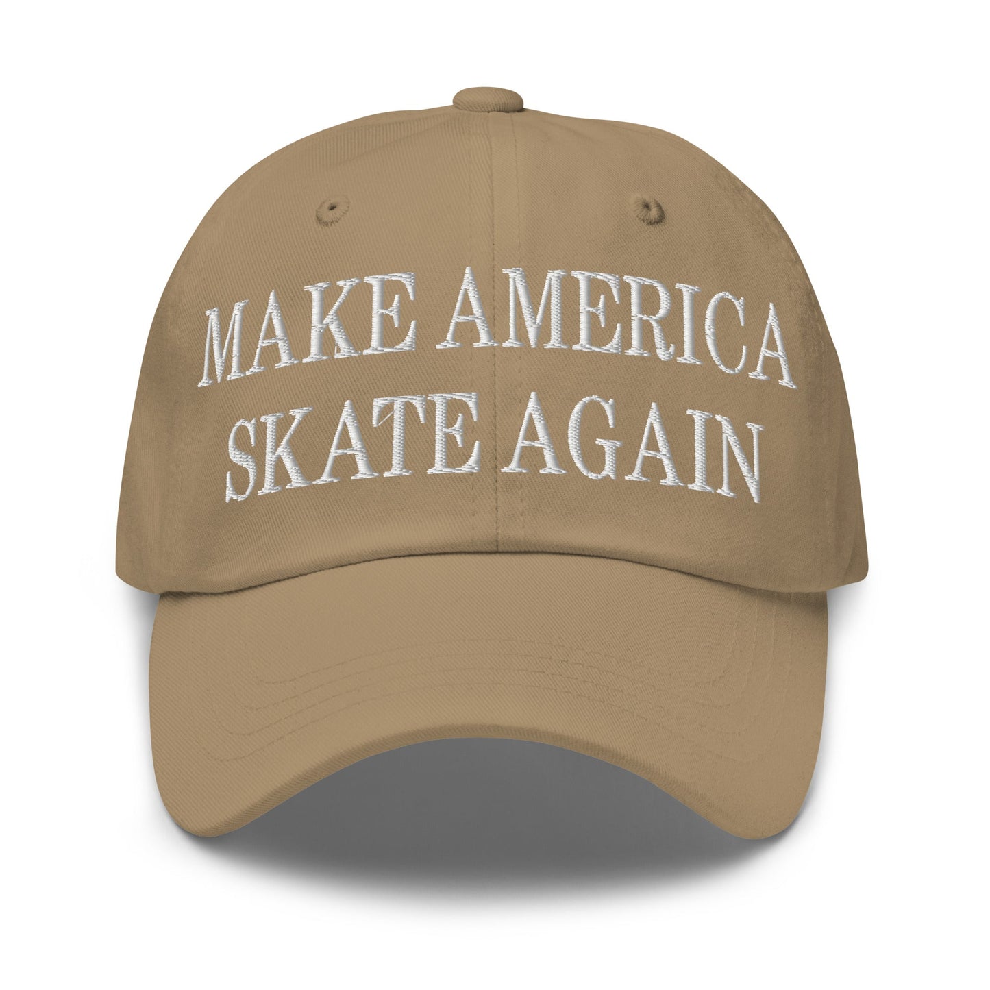 Make America Skate Again Embroidered Dad Hat Khaki