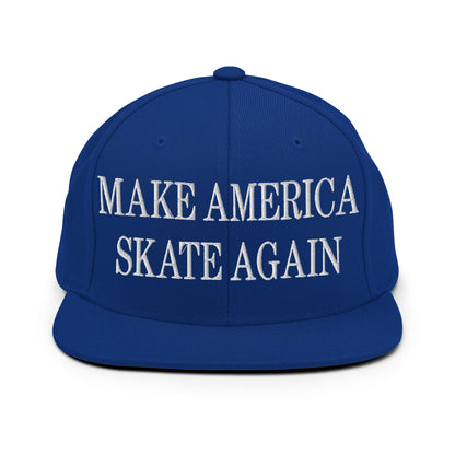 Make America Skate Again Embroidered Flat Bill Brim Snapback Hat Royal Blue