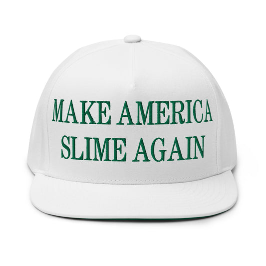 Make America Slime Again Embroidered 5 Panel Flat Bill Brim Snapback Hat Default Title