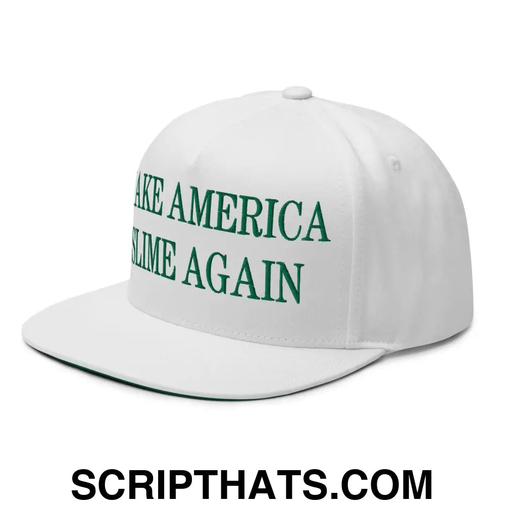 Make America Slime Again Embroidered 5 Panel Flat Bill Brim Snapback Hat Default Title