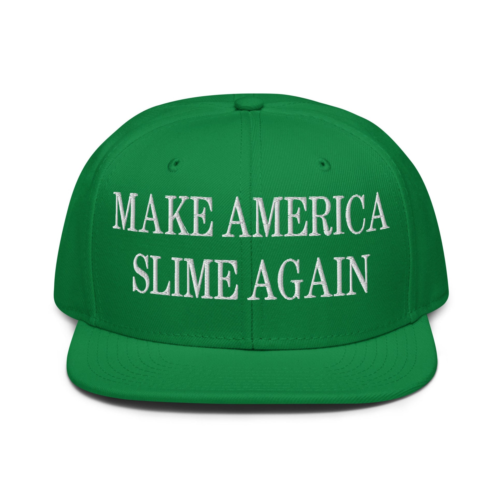 Make America Slime Again Embroidered Flat Bill Brim Snapback Hat Default Title