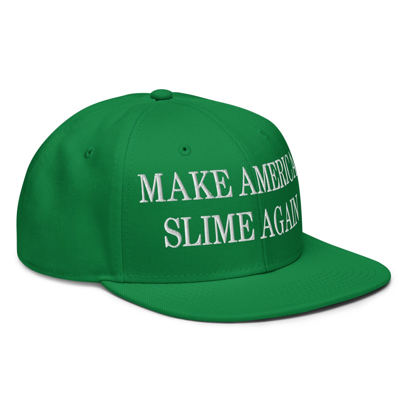 Make America Slime Again Embroidered Flat Bill Brim Snapback Hat Default Title