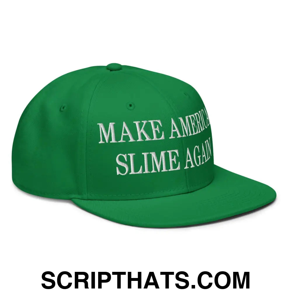 Make America Slime Again Embroidered Flat Bill Brim Snapback Hat Default Title