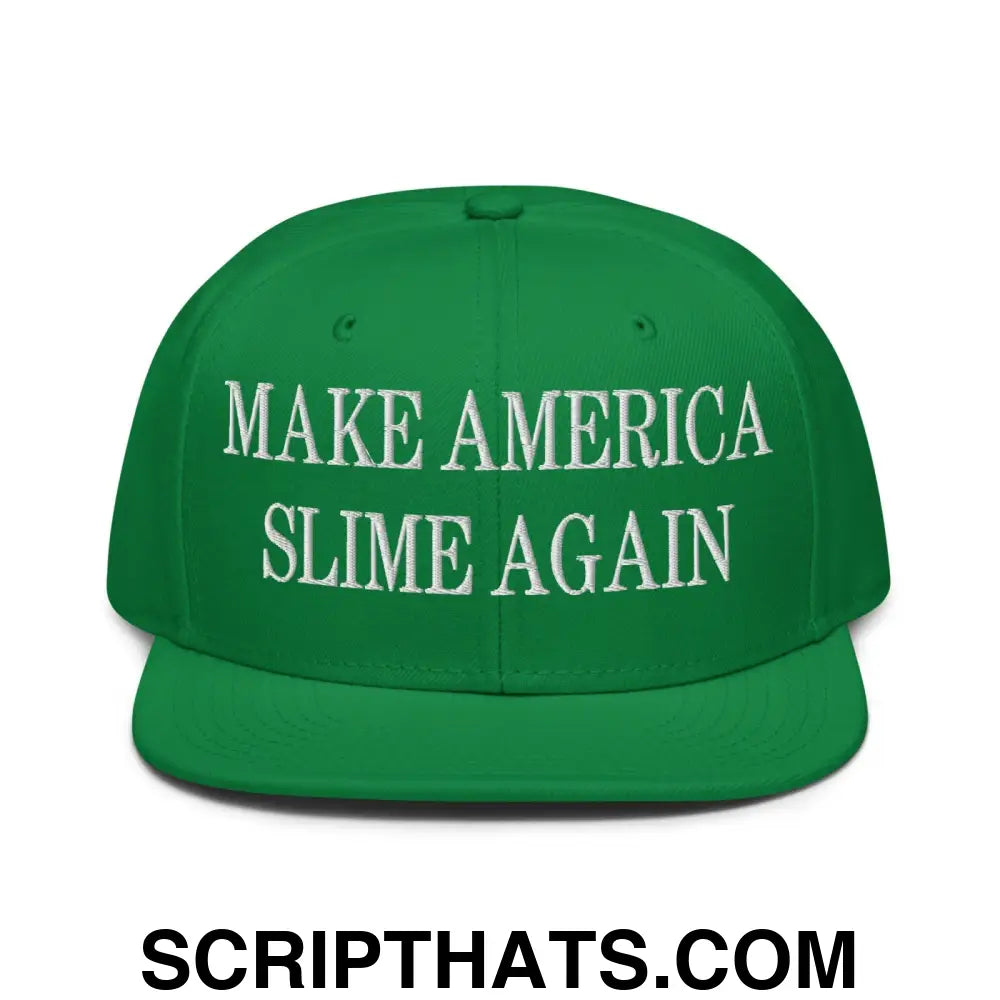 Make America Slime Again Embroidered Flat Bill Brim Snapback Hat Default Title