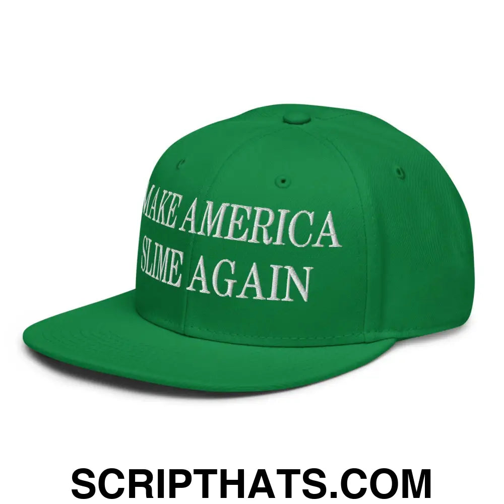 Make America Slime Again Embroidered Flat Bill Brim Snapback Hat Default Title