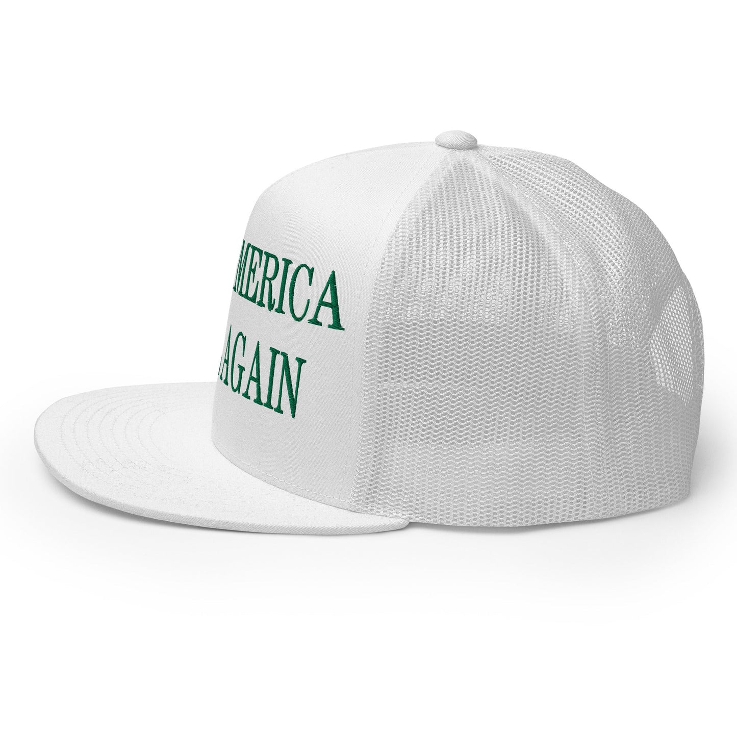 Make America Slime Again Embroidered Flat Bill Brim Trucker Hat White