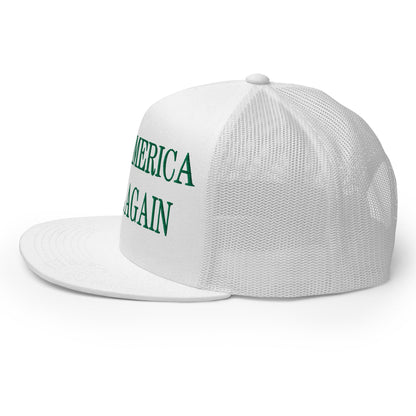 Make America Slime Again Embroidered Flat Bill Brim Trucker Hat White